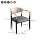 Contemporary Faux Leather Arm Dining Chair for Home in Gold Finish