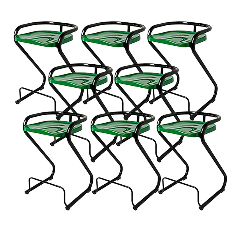 Modern Contoured Seat Low Back Armless Bar Stools with Metal Base