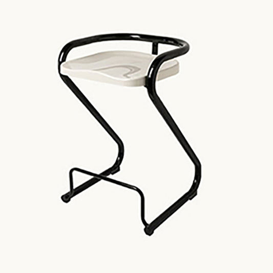 Modern Contoured Seat Low Back Armless Bar Stools with Metal Base Black White 1 Piece