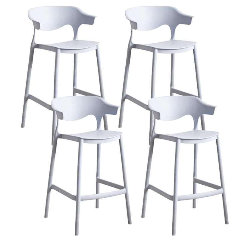 Contemporary Low Back Plastic Armless Bar Stools with Footrest