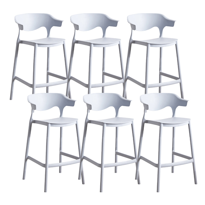 Contemporary Low Back Plastic Armless Bar Stools with Footrest