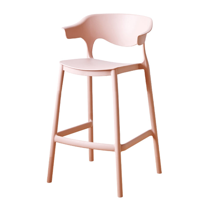 Contemporary Low Back Plastic Armless Bar Stools with Footrest