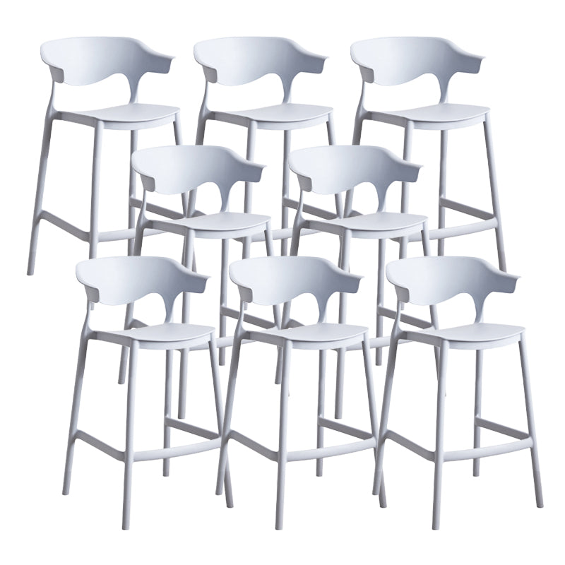 Contemporary Low Back Plastic Armless Bar Stools with Footrest