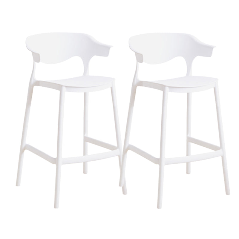 Contemporary Low Back Plastic Armless Bar Stools with Footrest