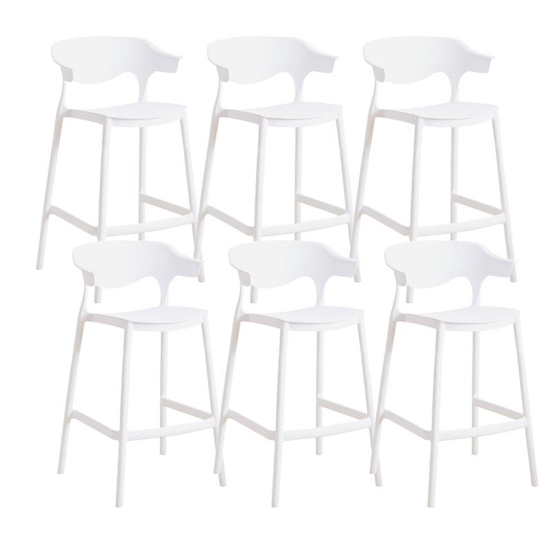 Contemporary Low Back Plastic Armless Bar Stools with Footrest