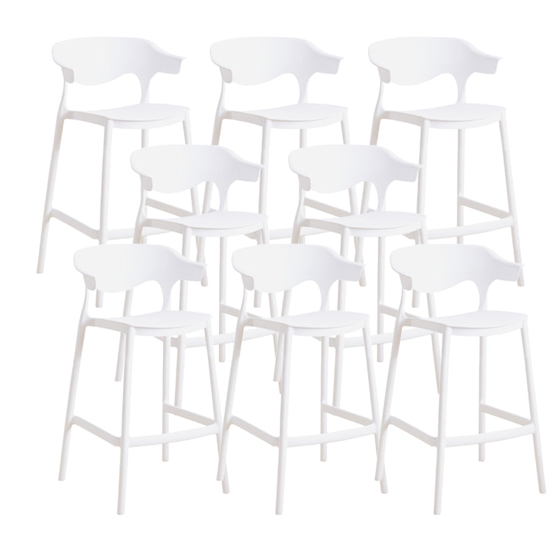 Contemporary Low Back Plastic Armless Bar Stools with Footrest
