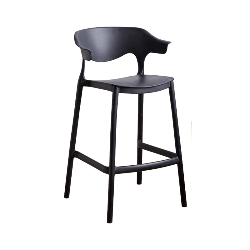 Contemporary Low Back Plastic Armless Bar Stools with Footrest