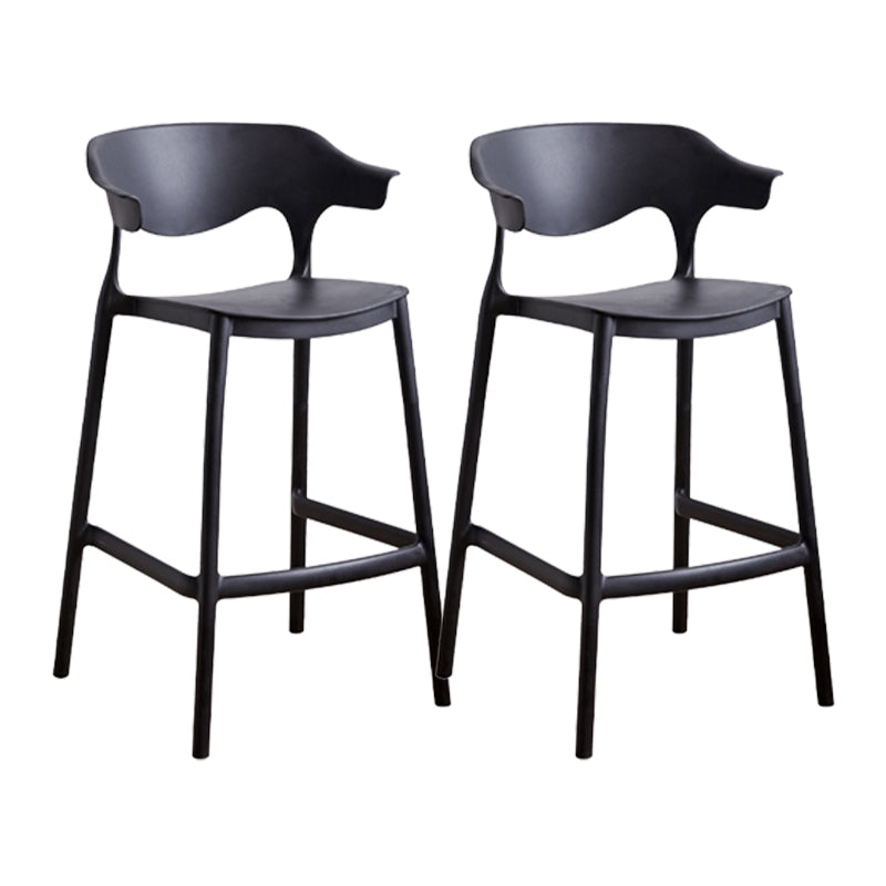 Contemporary Low Back Plastic Armless Bar Stools with Footrest