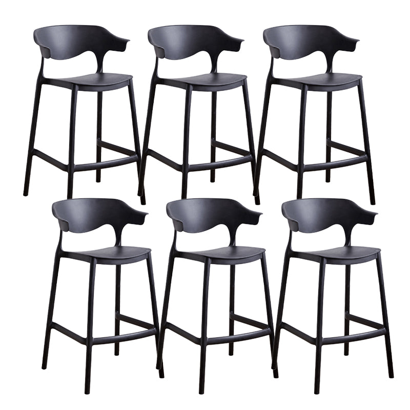 Contemporary Low Back Plastic Armless Bar Stools with Footrest