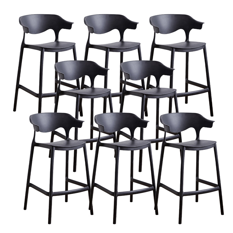 Contemporary Low Back Plastic Armless Bar Stools with Footrest