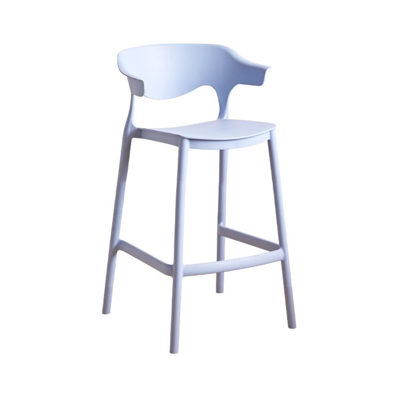 Contemporary Low Back Plastic Armless Bar Stools with Footrest