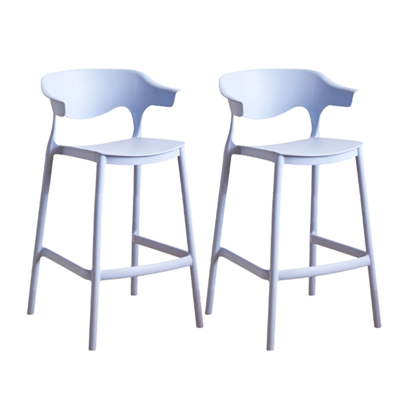 Contemporary Low Back Plastic Armless Bar Stools with Footrest