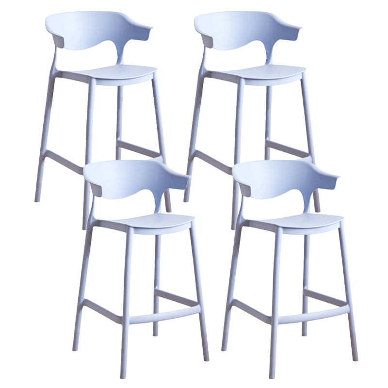 Contemporary Low Back Plastic Armless Bar Stools with Footrest