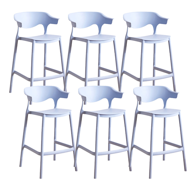 Contemporary Low Back Plastic Armless Bar Stools with Footrest