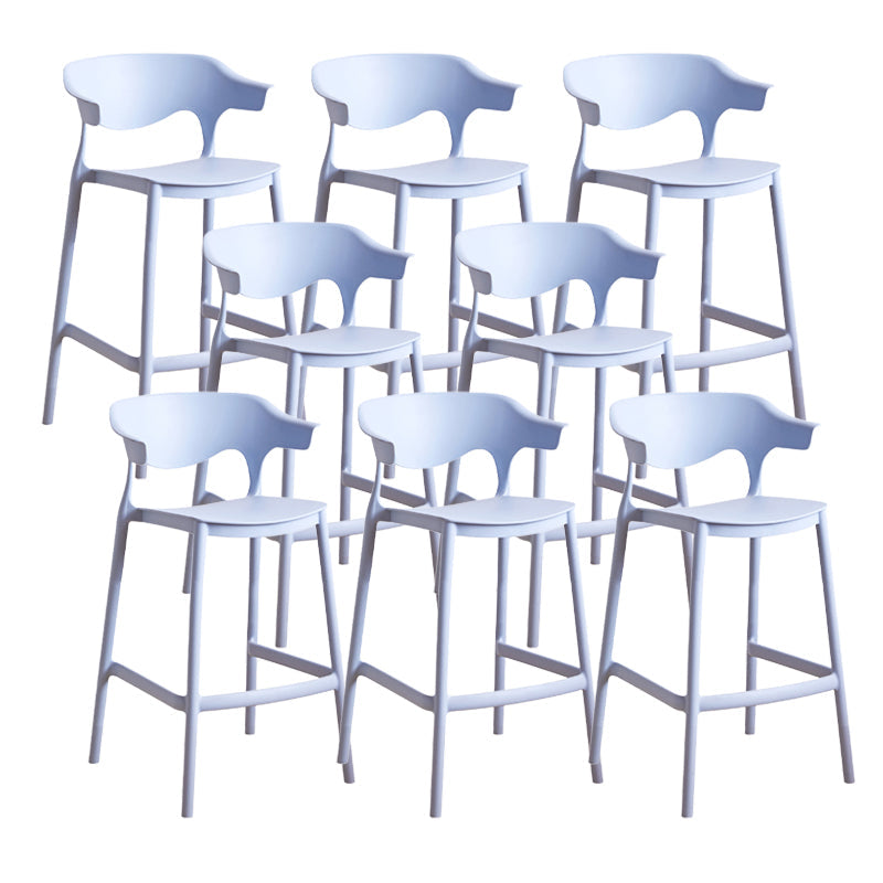 Contemporary Low Back Plastic Armless Bar Stools with Footrest