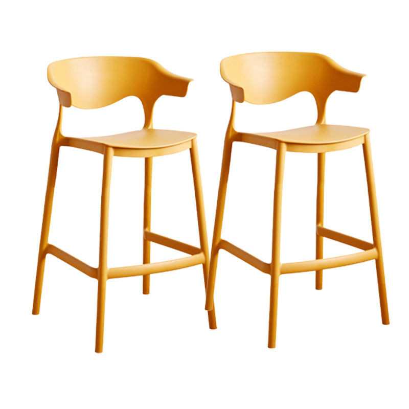 Contemporary Low Back Plastic Armless Bar Stools with Footrest