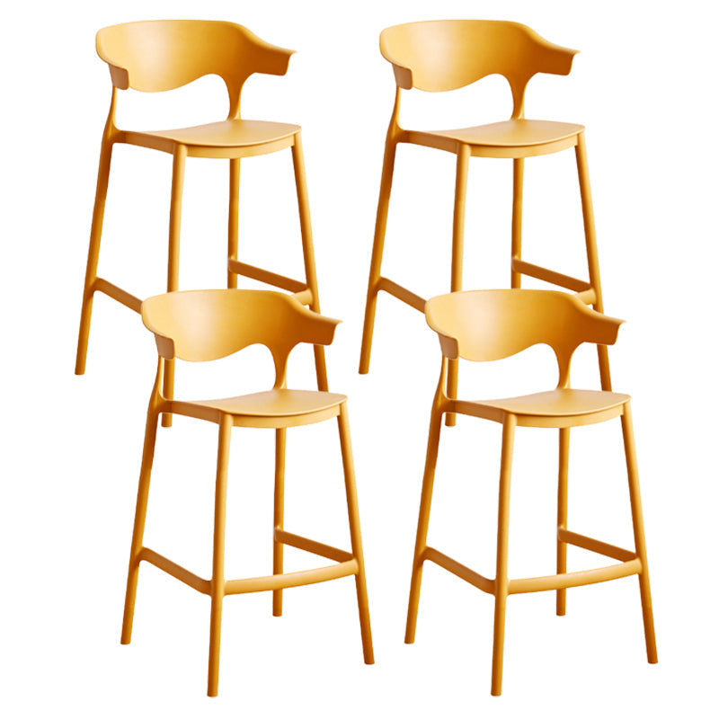 Contemporary Low Back Plastic Armless Bar Stools with Footrest