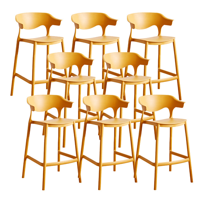 Contemporary Low Back Plastic Armless Bar Stools with Footrest