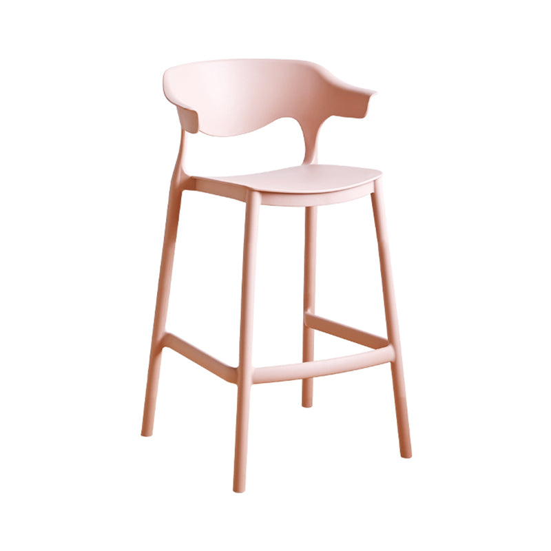 Contemporary Low Back Plastic Armless Bar Stools with Footrest