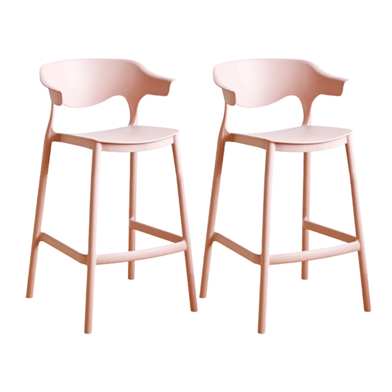 Contemporary Low Back Plastic Armless Bar Stools with Footrest