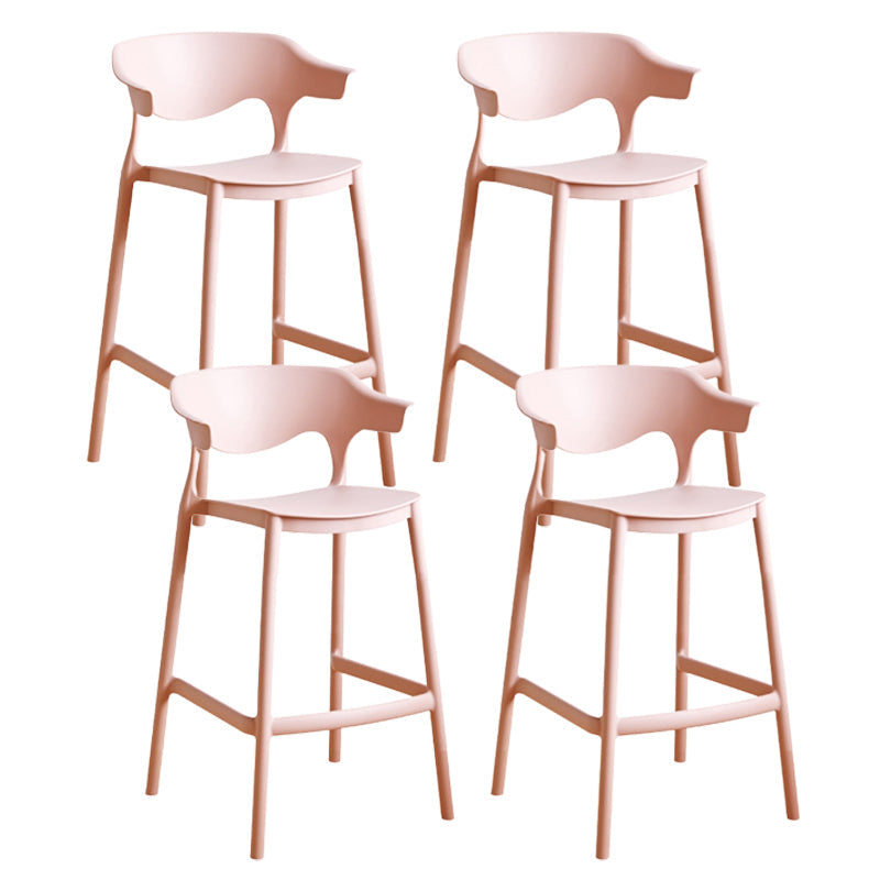 Contemporary Low Back Plastic Armless Bar Stools with Footrest