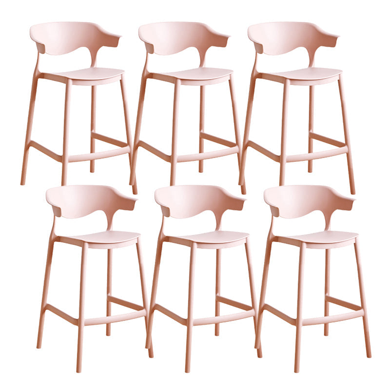 Contemporary Low Back Plastic Armless Bar Stools with Footrest