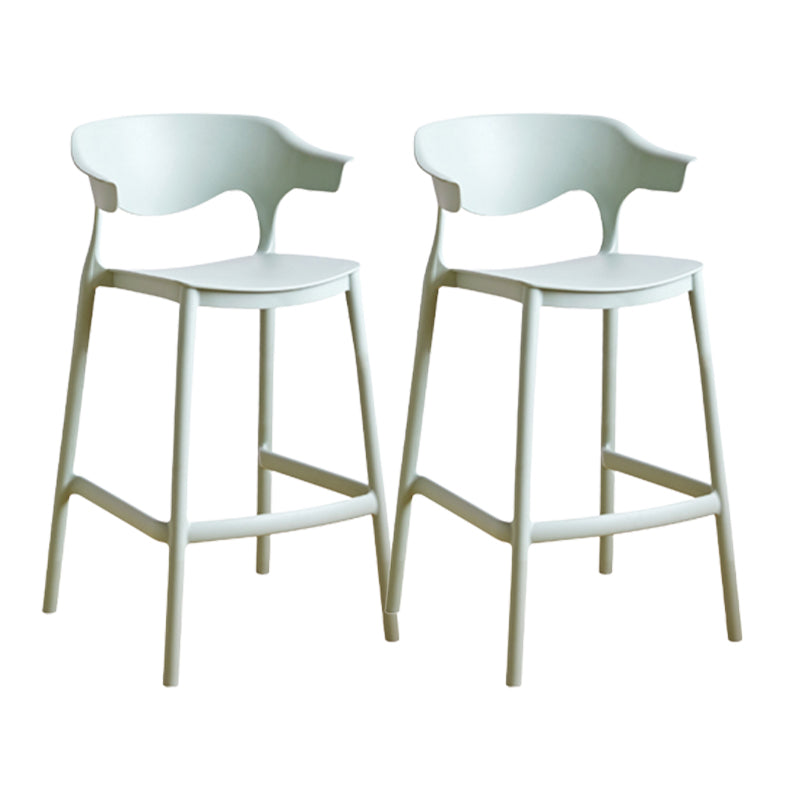 Contemporary Low Back Plastic Armless Bar Stools with Footrest