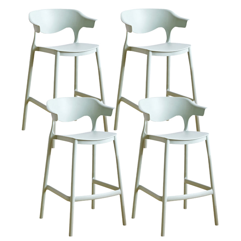 Contemporary Low Back Plastic Armless Bar Stools with Footrest