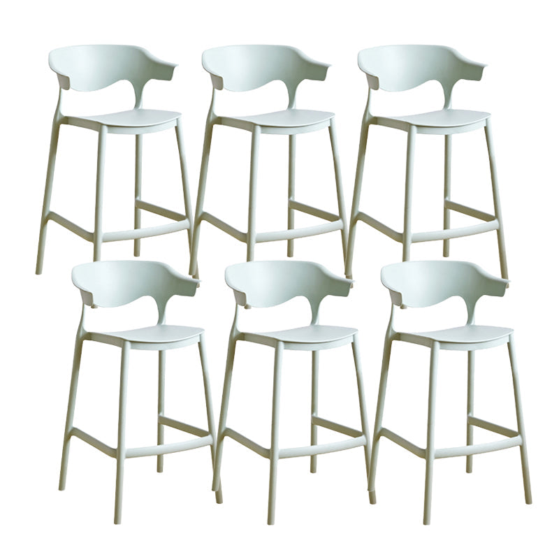Contemporary Low Back Plastic Armless Bar Stools with Footrest