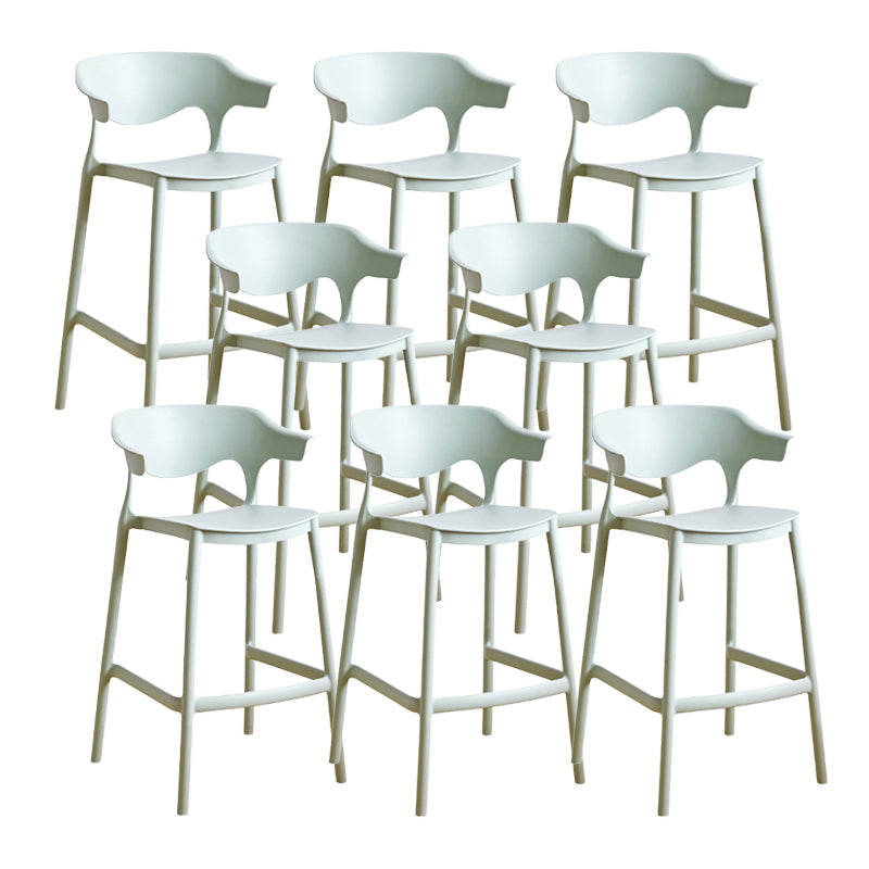 Contemporary Low Back Plastic Armless Bar Stools with Footrest