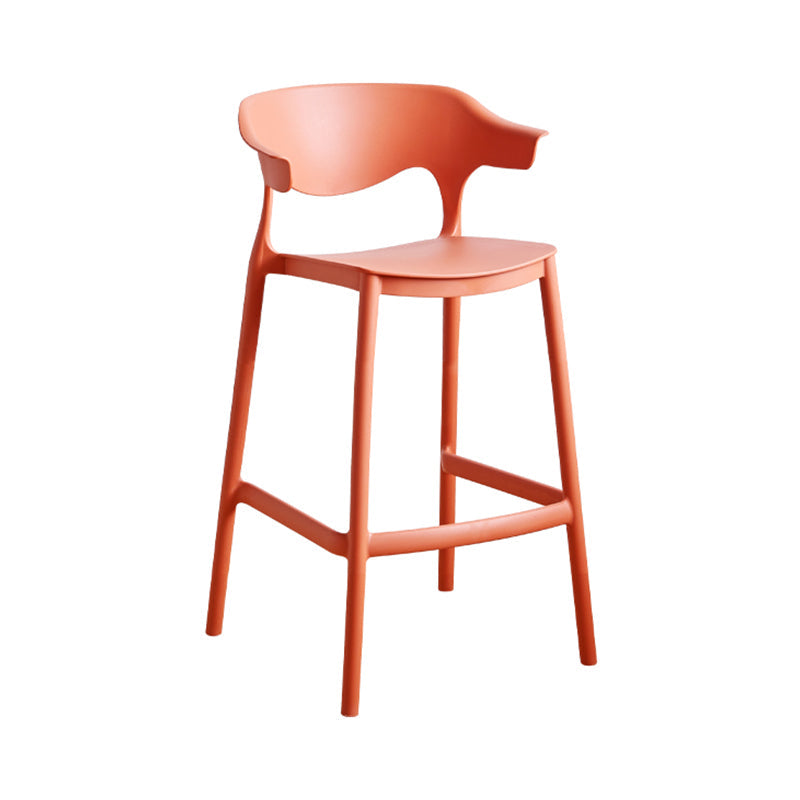 Contemporary Low Back Plastic Armless Bar Stools with Footrest