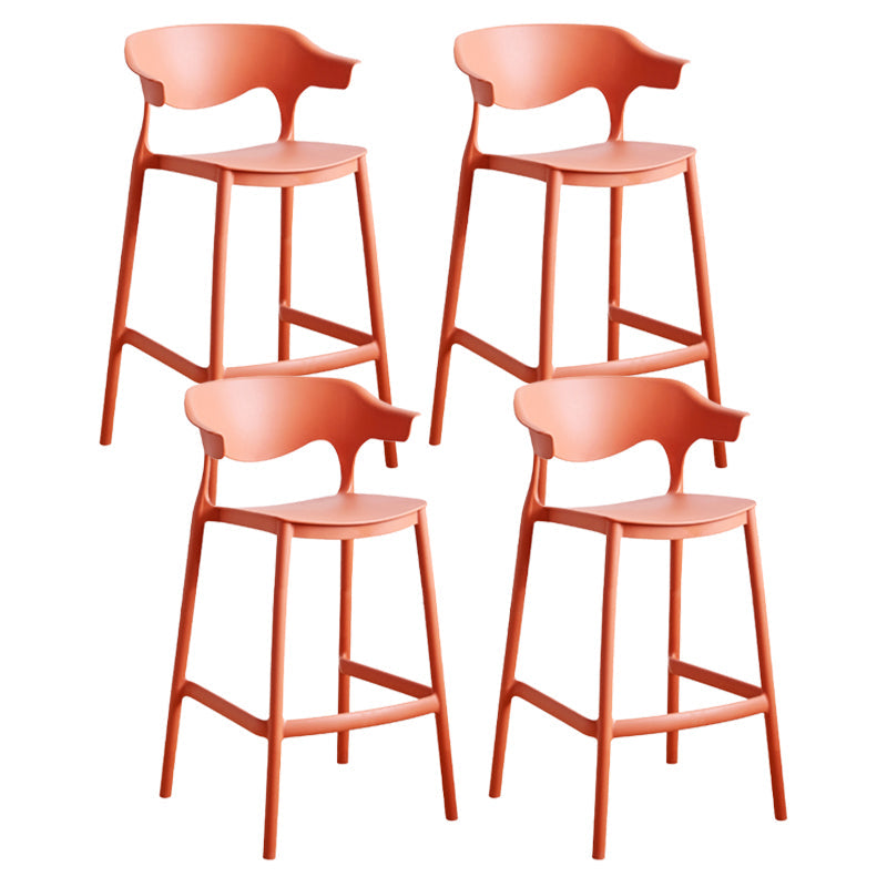 Contemporary Low Back Plastic Armless Bar Stools with Footrest