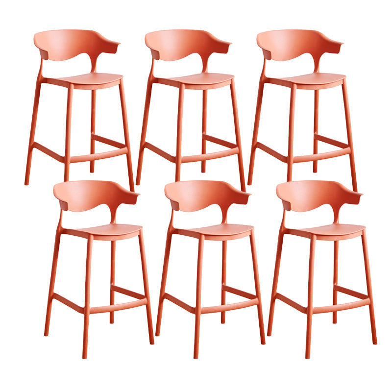 Contemporary Low Back Plastic Armless Bar Stools with Footrest