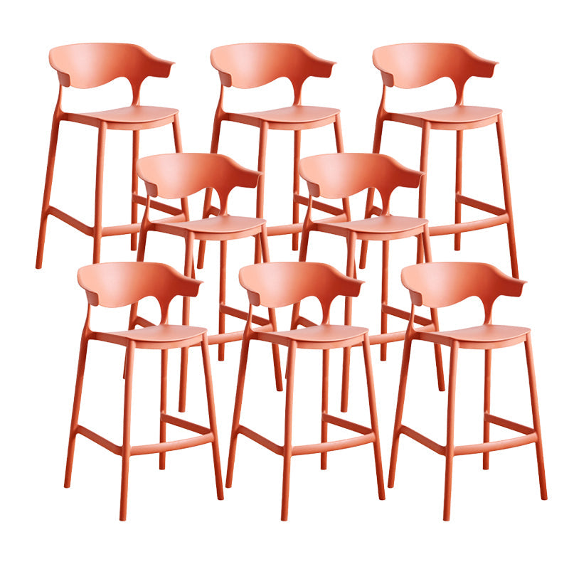 Contemporary Low Back Plastic Armless Bar Stools with Footrest