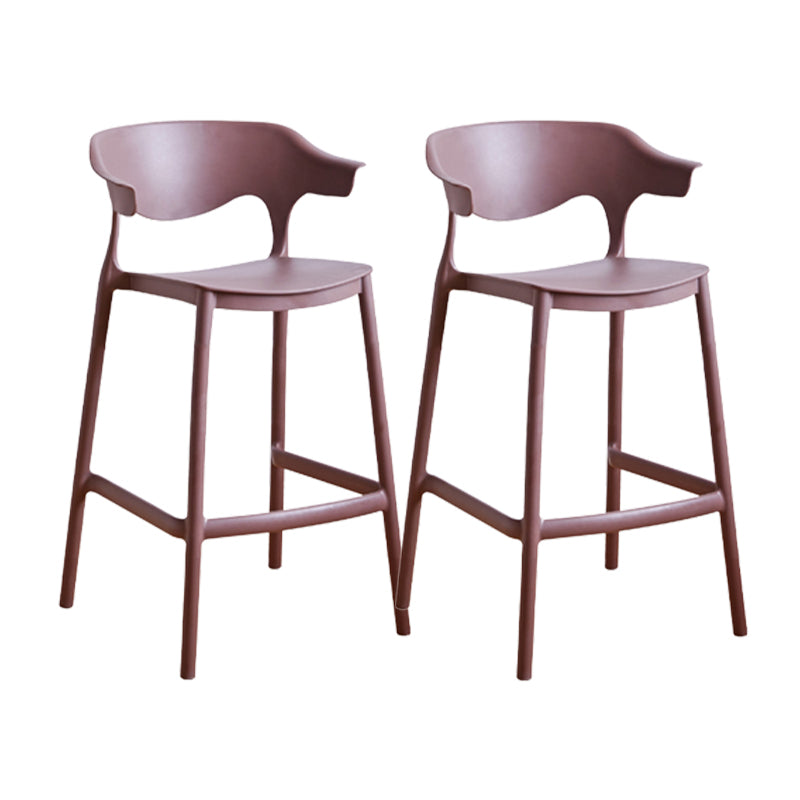 Contemporary Low Back Plastic Armless Bar Stools with Footrest