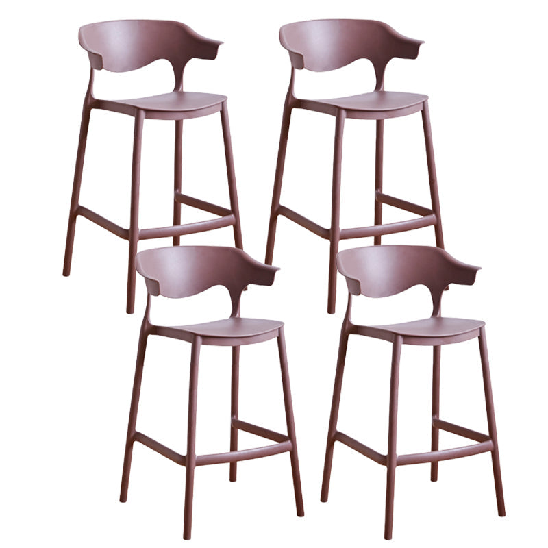 Contemporary Low Back Plastic Armless Bar Stools with Footrest