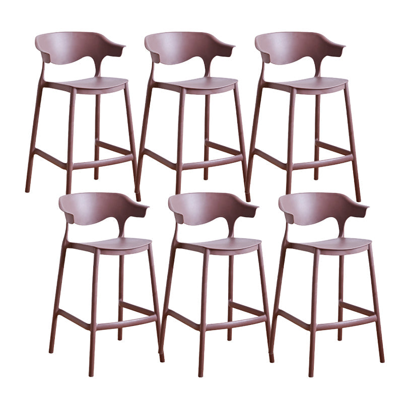 Contemporary Low Back Plastic Armless Bar Stools with Footrest