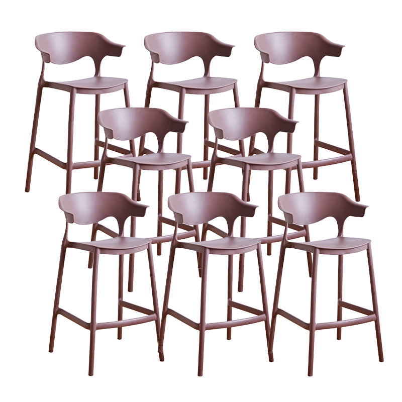 Contemporary Low Back Plastic Armless Bar Stools with Footrest