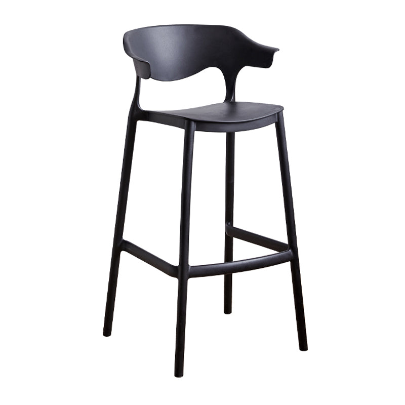 Contemporary Low Back Plastic Armless Bar Stools with Footrest