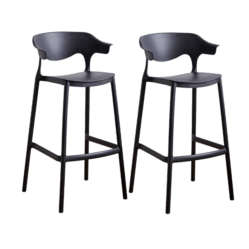 Contemporary Low Back Plastic Armless Bar Stools with Footrest