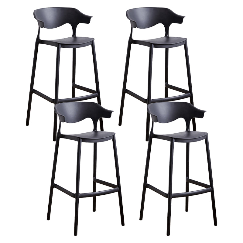 Contemporary Low Back Plastic Armless Bar Stools with Footrest