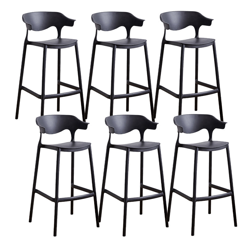 Contemporary Low Back Plastic Armless Bar Stools with Footrest