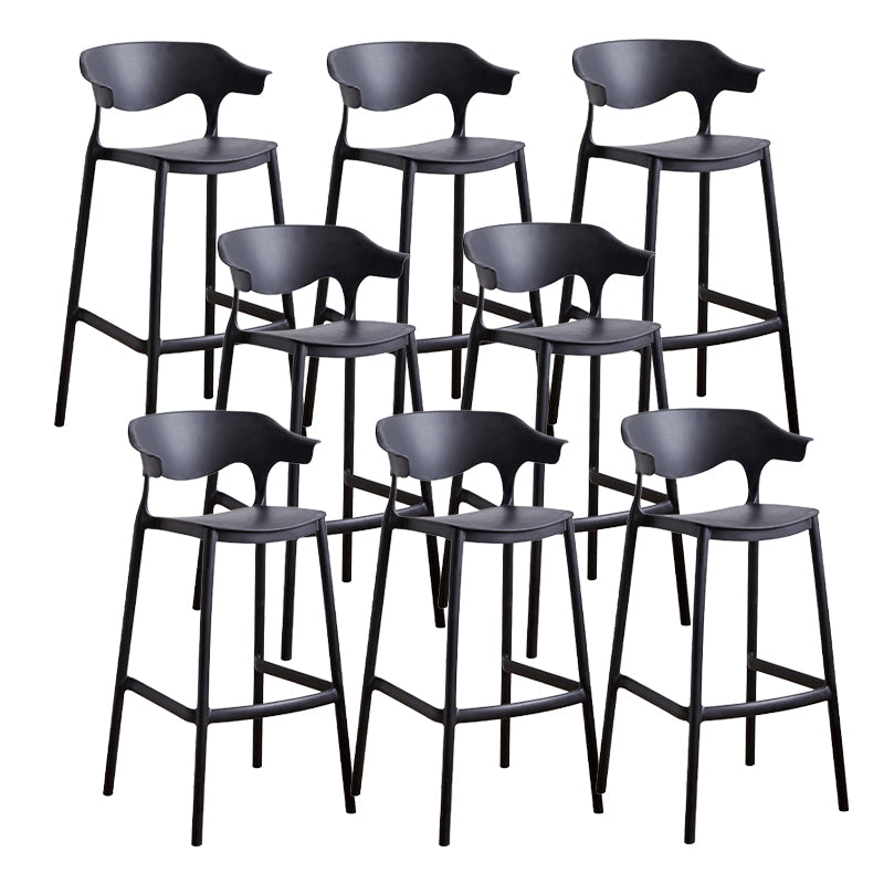 Contemporary Low Back Plastic Armless Bar Stools with Footrest