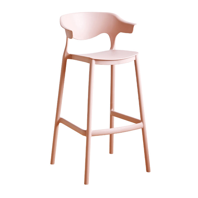 Contemporary Low Back Plastic Armless Bar Stools with Footrest