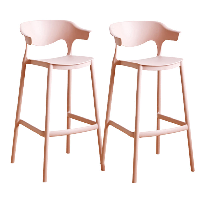 Contemporary Low Back Plastic Armless Bar Stools with Footrest