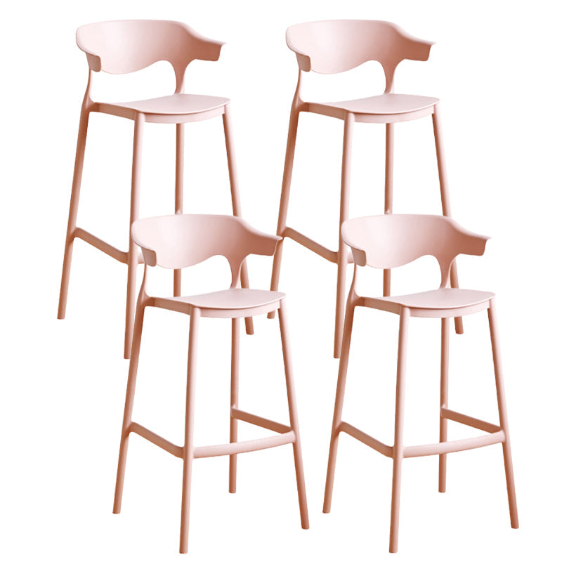 Contemporary Low Back Plastic Armless Bar Stools with Footrest