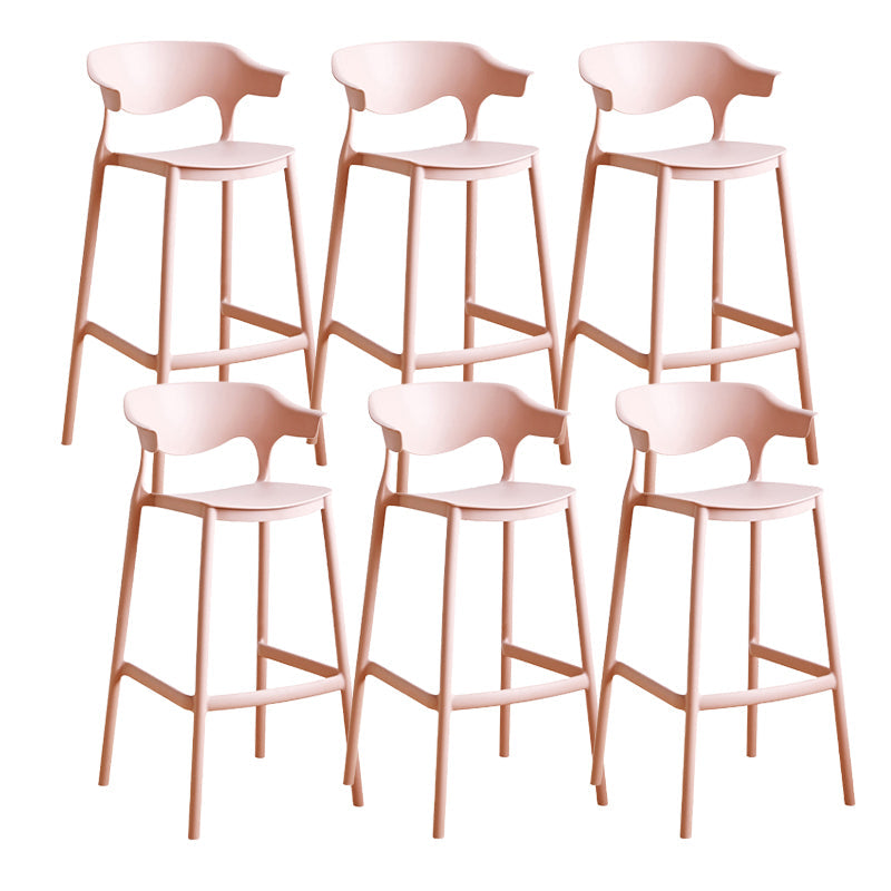 Contemporary Low Back Plastic Armless Bar Stools with Footrest