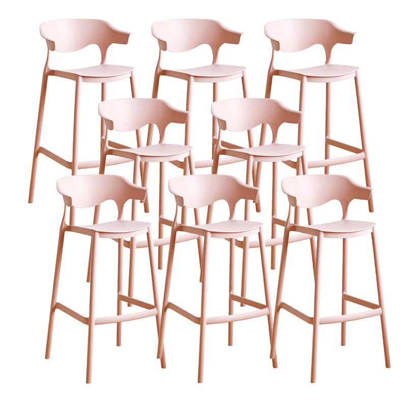 Contemporary Low Back Plastic Armless Bar Stools with Footrest