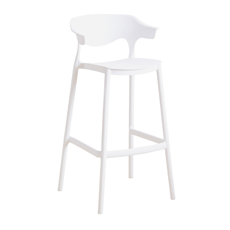Contemporary Low Back Plastic Armless Bar Stools with Footrest