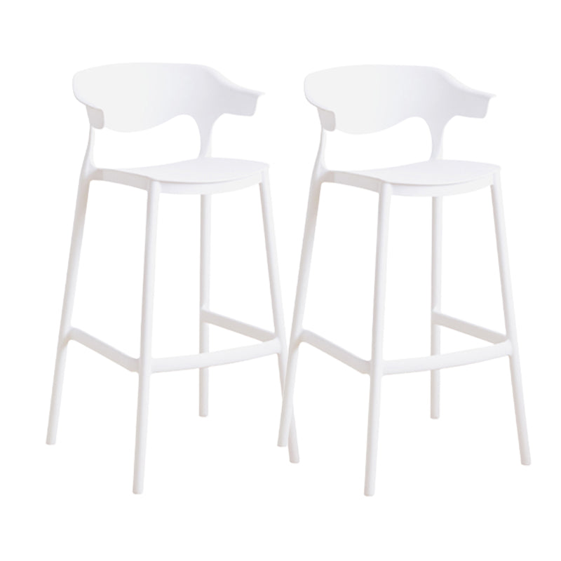 Contemporary Low Back Plastic Armless Bar Stools with Footrest
